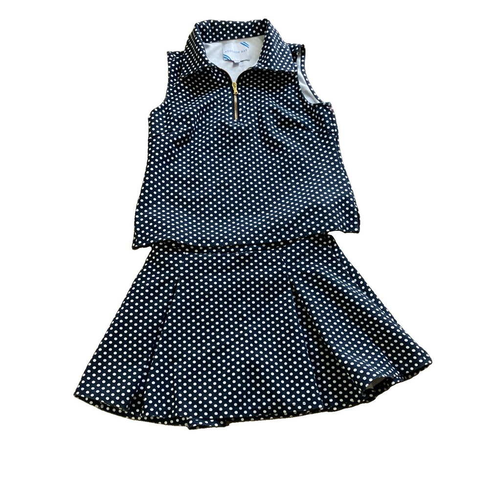 Addison Bay Virginian Dot Skort Set Sz S Polo XS 26 Shirt Tennis Pickleball $235